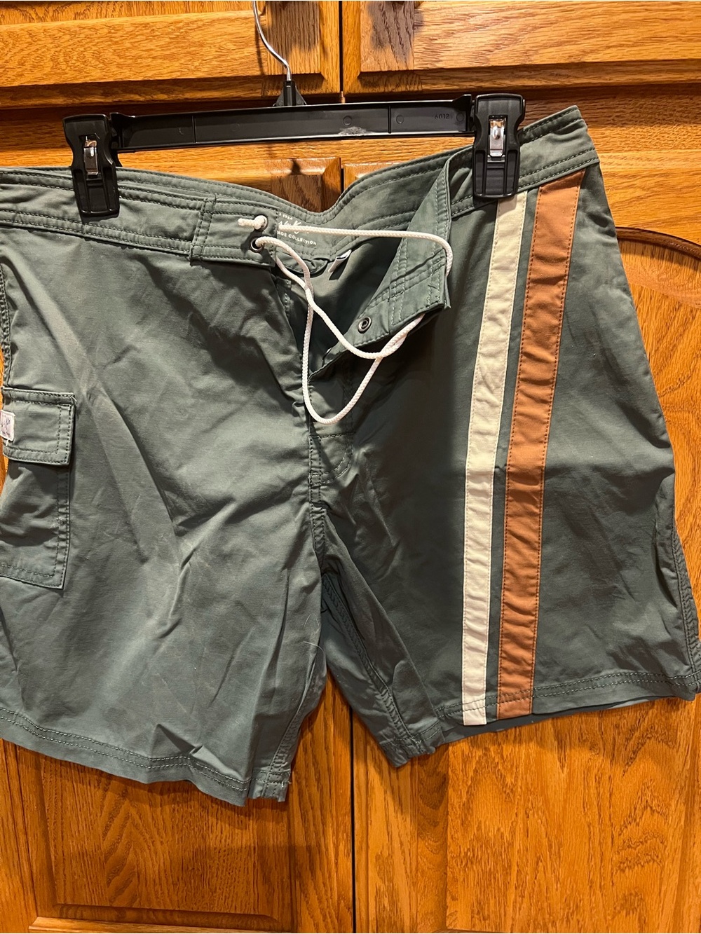 Kanvas by Katim Men’s Swim Shorts with Tan & Cream Side Stripes